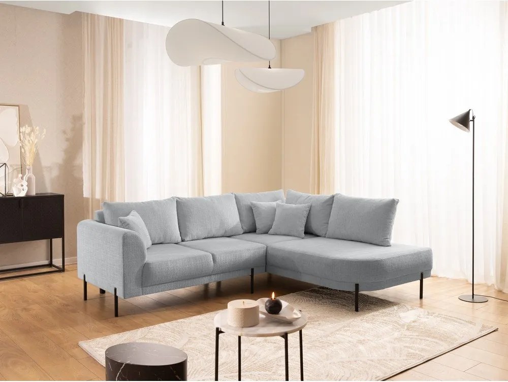 Világosszürke zsenília sarokkanapé (jobb oldali-L alakú) Mauris – Ropez