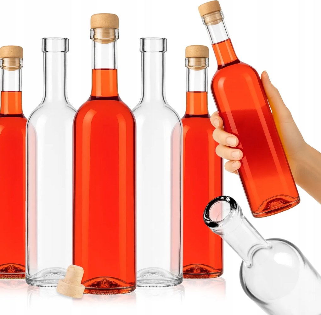 10 db-os Palack Szett Futura 500ml Pálinka Tinktúra Bor Gyümölcslé Szirup Dugók