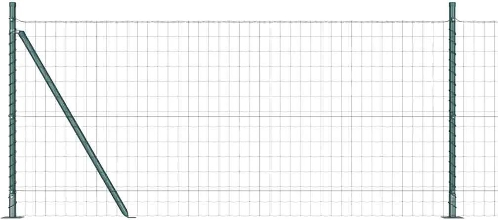 vidaXL Kerítés oszlopokkal Zöld 0,8 x 10 m Acél és PVC