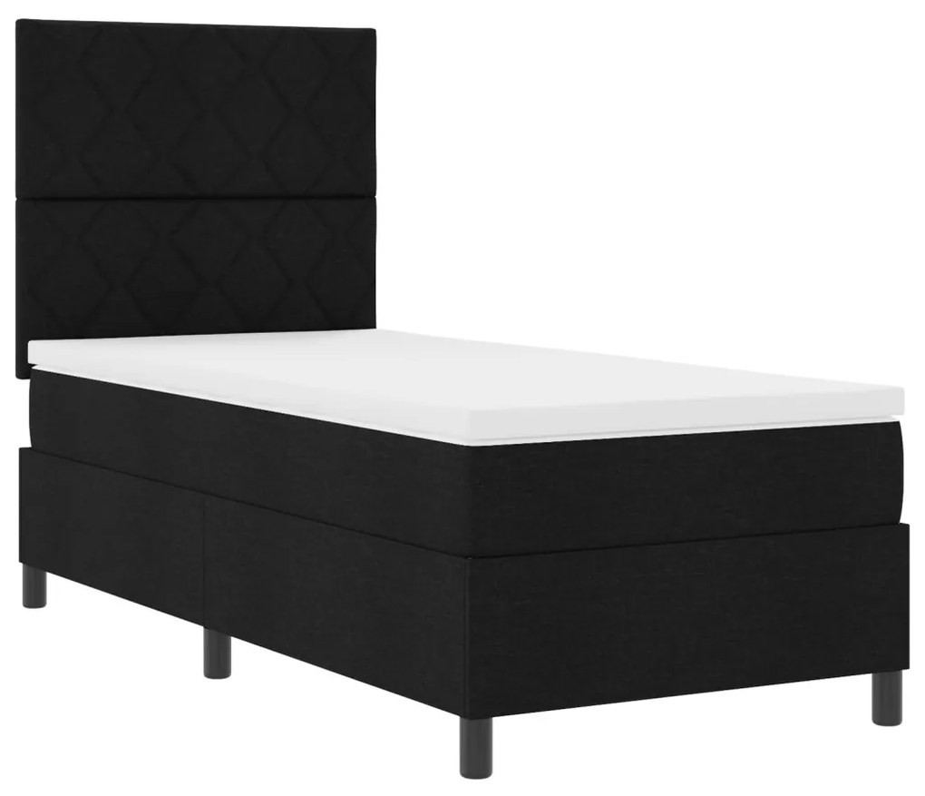 Box Spring Ágy Matrac Fekete Egyszemélyes Szövet