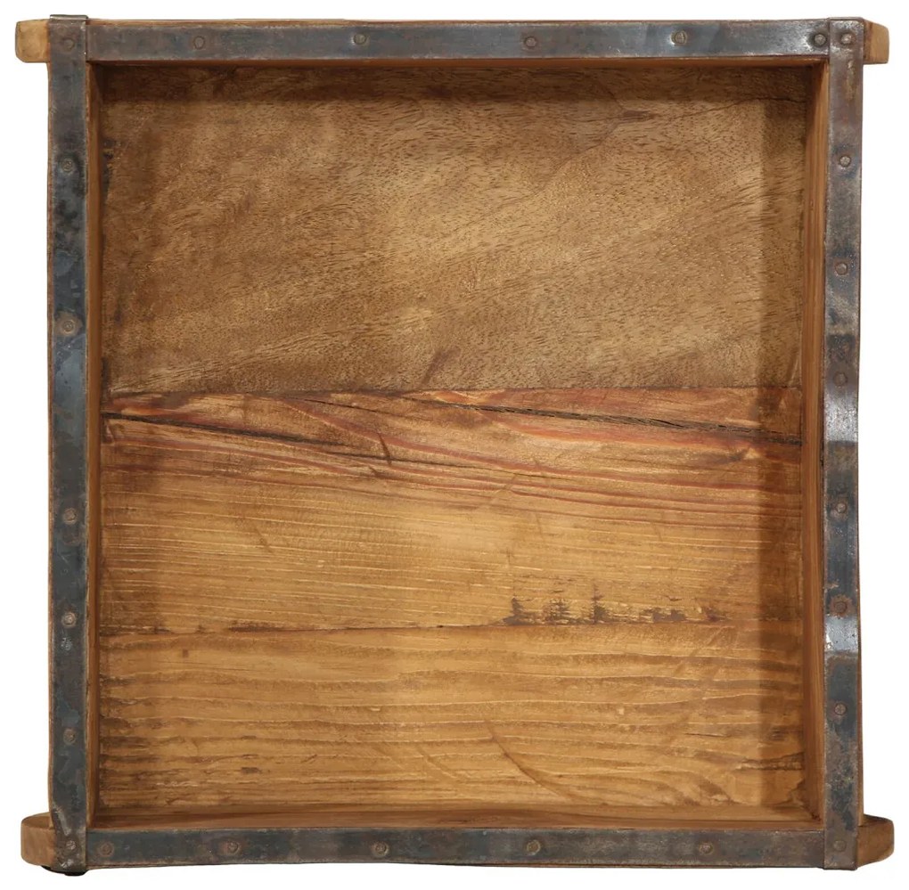 Tálca 31x29x10 cm Tömör Fa Újrahasznosított
