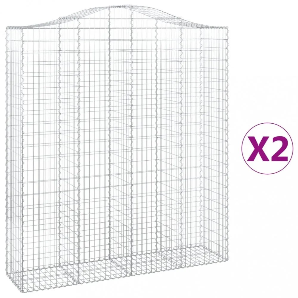 2 db íves horganyzott vas gabion kosár 200x50x220/240 cm