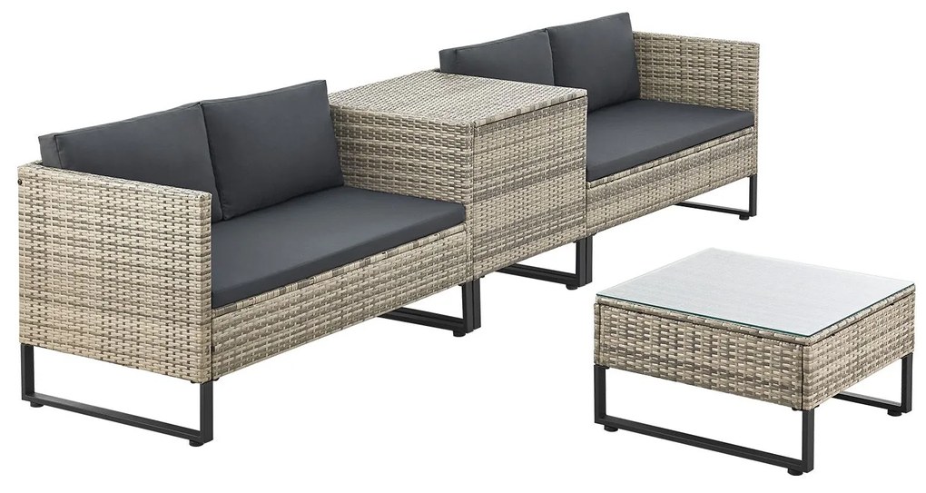 Juskys Santorini rattan kerti bútor szett - szürke