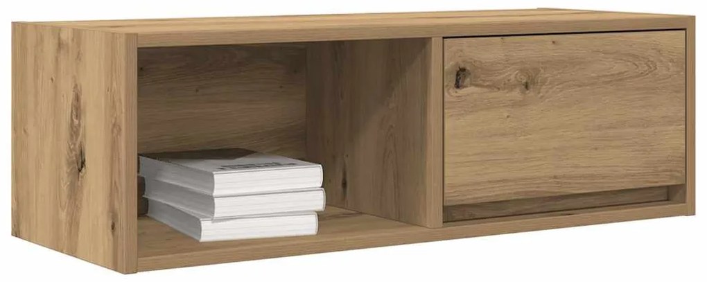 2 db kézműves tölgy színű szerelt fa TV-szekrény 80x31x25,5 cm
