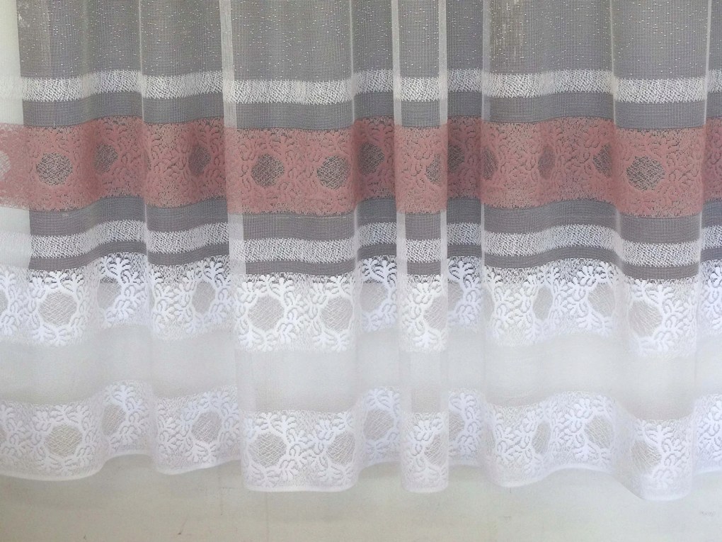 Mg Függöny 768/16 fehér/BR Rózsaszín 250x180cm Készre Szerelt M