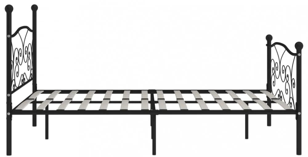 fekete fém ágykeret lécezett ágyráccsal 200 x 200 cm