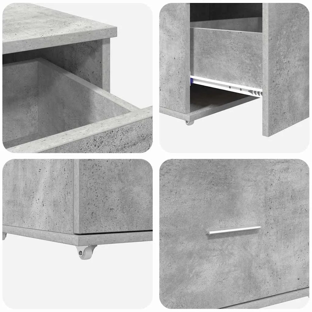 Asztal fiókkal Beton szürke 131.5 x 50 x 106.5 cm Faanyag