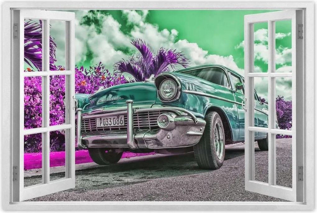 Poszterek 120x80 Klasszikus autó türkizkékben