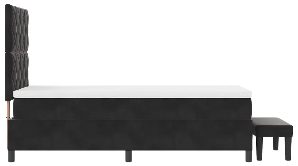 Box Spring ágy matraccal és paddal Fekete 100x200 cm Bársony