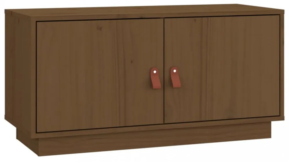 mézbarna tömör fenyőfa TV-szekrény 80x34x40 cm