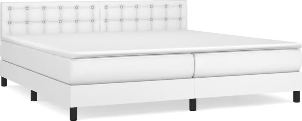 vidaXL fehér műbőr rugós ágy matraccal 200 x 200 cm