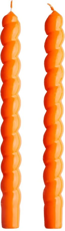 TWISTED gyertya szett 2db, fényes narancssárga 25 cm