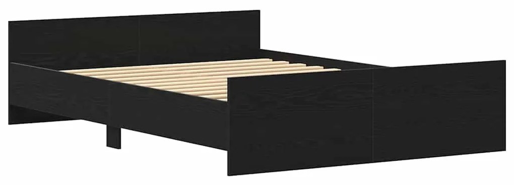 fekete tölgy színű szerelt fa ágykeret matrac nélkül 140x200 cm