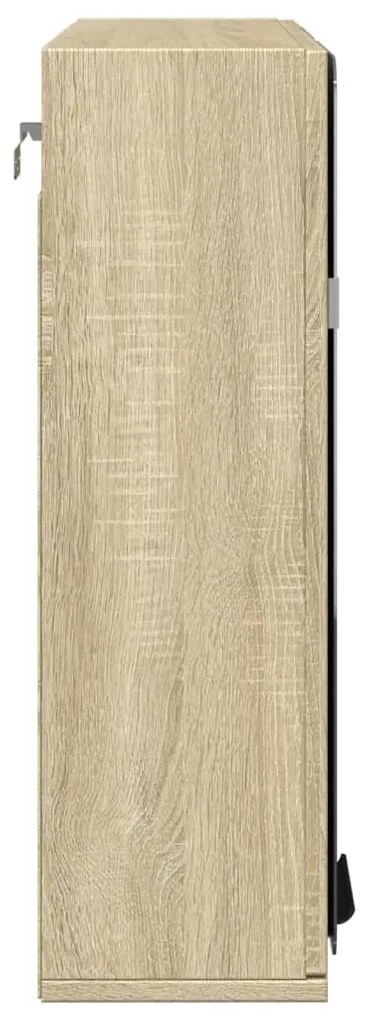 sonoma tölgy színű fa tükrös fürdőszobaszekrény 64,5x20x66,5cm