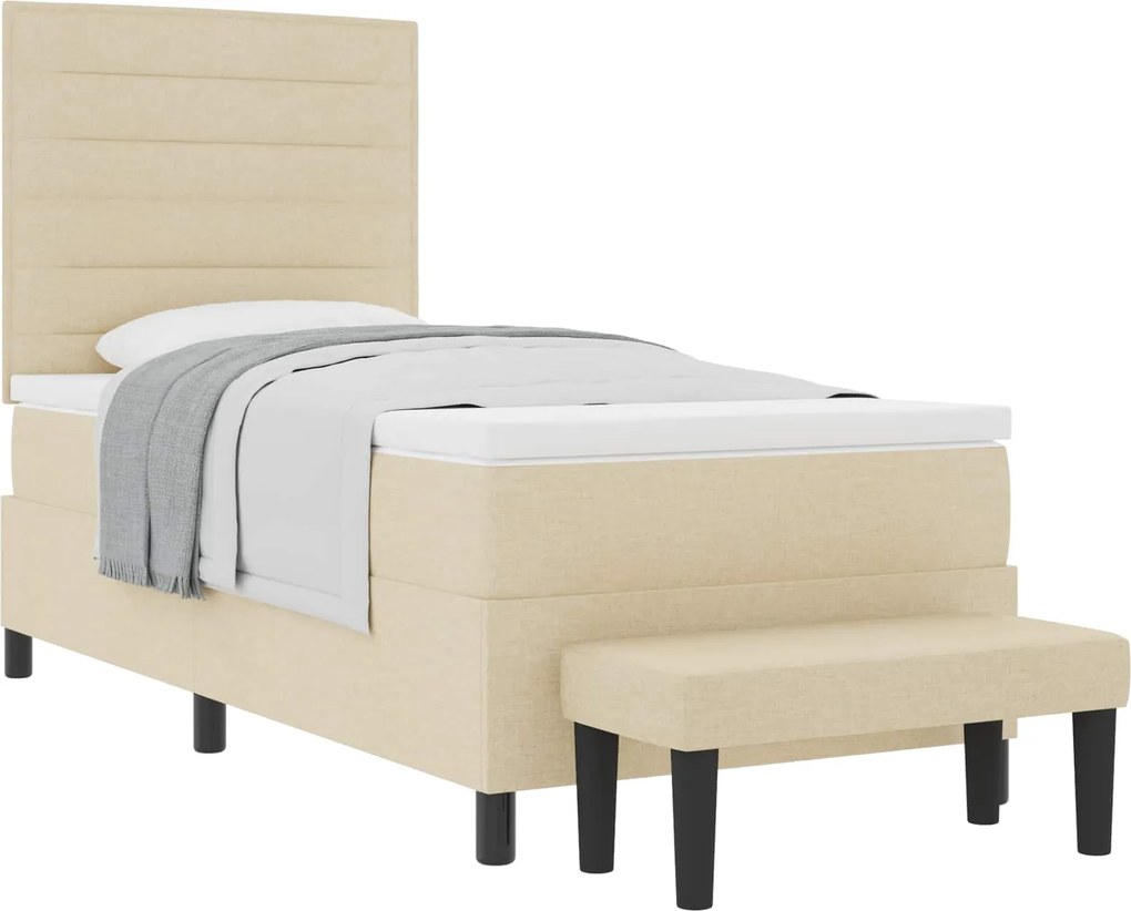 vidaXL Boxrugós ágy matracmal fejtámlával Krém 80 x 200 cm szövet