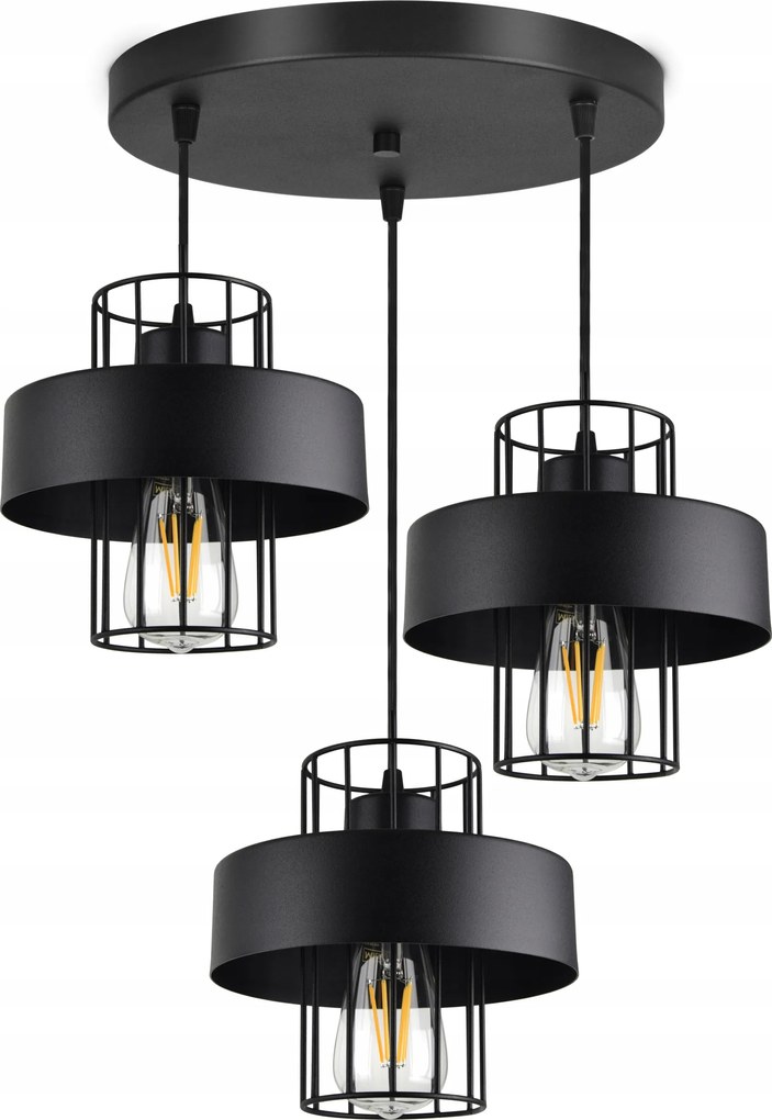 Függő lámpa Csillár Plafon Fekete Fehér Loft