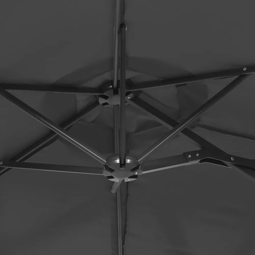 antracitszürke dupla tetős LED-es napernyő 316x240 cm