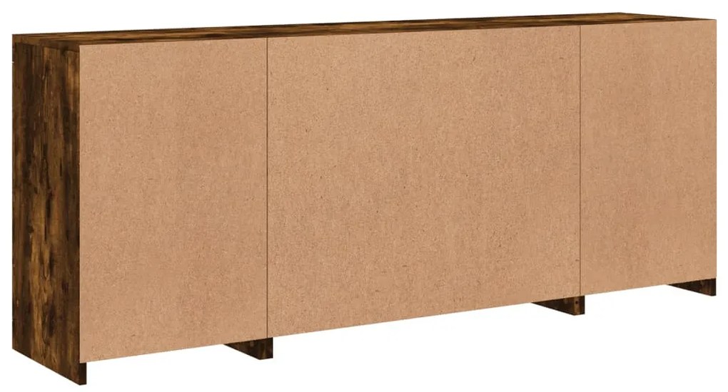 füstös tölgy színű tálalószekrény LED-ekkel 163 x 37 x 67 cm