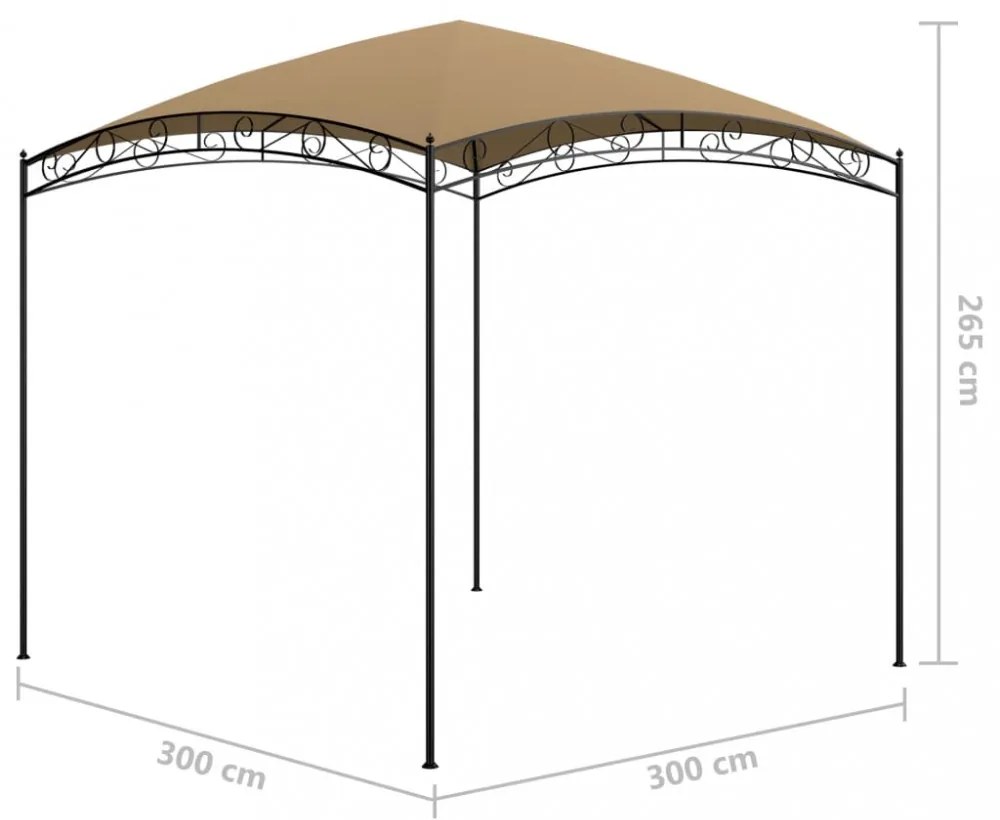 tópszínű pavilon 3 x 3 x 2,65 m 180 g/m²