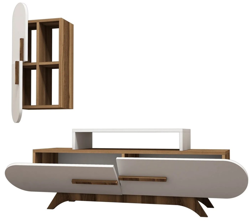 TV szekrény Rose S - Walnut, White