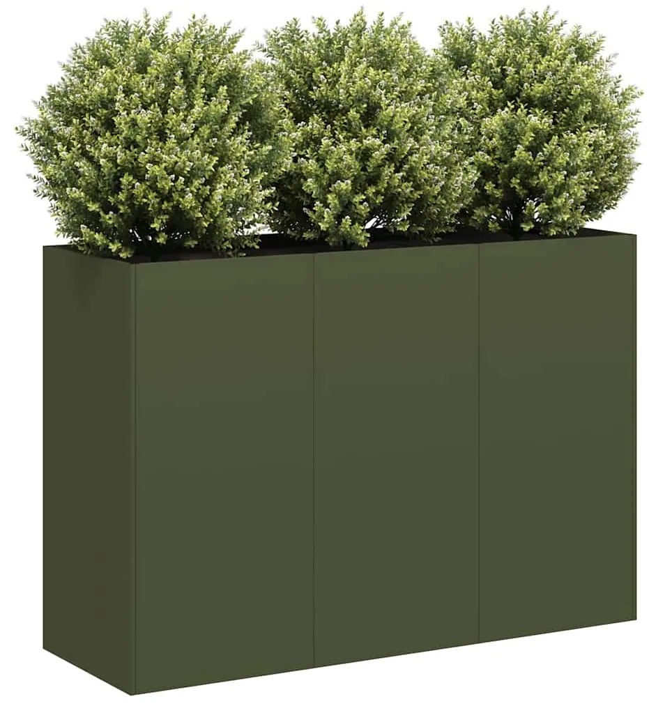 vidaXL ültetvény olívazöld 120x40x80 cm hidegen hengerelt acélból