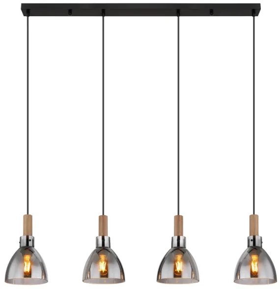 Globo 15550-4H - Kábeles csillár MATTEA 4xE27/6W/230V fekete/füstszínű