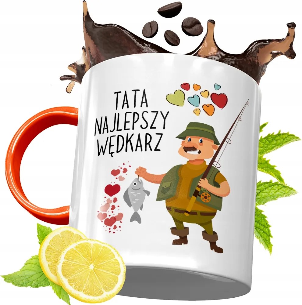 Narancssárga Bögre Horgászoknak Ajándék fényképes nyomtatással