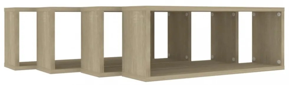 4 db sonoma tölgy szerelt fa négyszögű fali polc 60x15x23cm