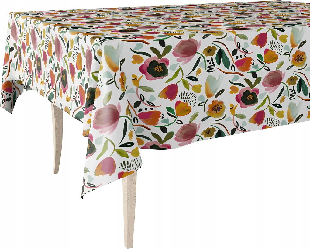 Cerata Vastag Abrosz Fehér Színes Tulipán Virágokkal 140x230