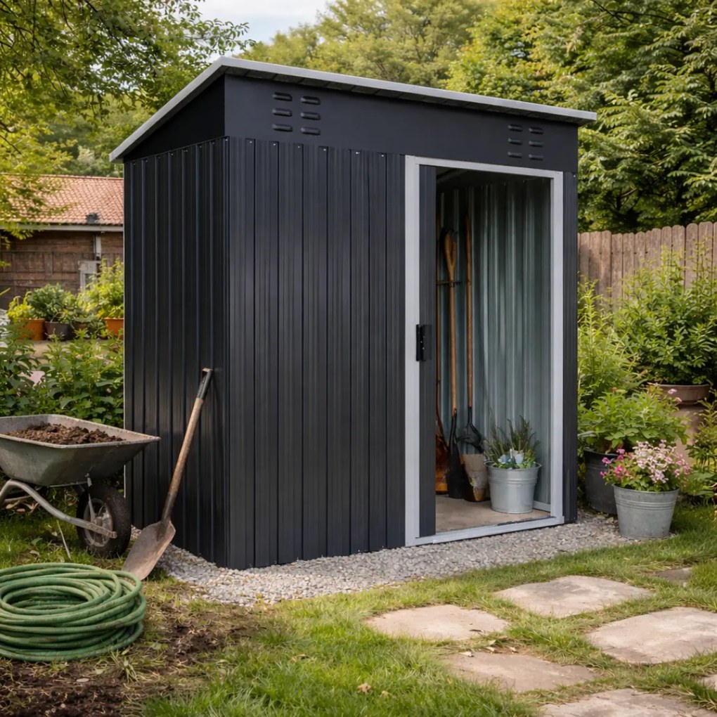 Kerti szerszámtároló ház M, 162x86x181 cm, antracit Jurhan