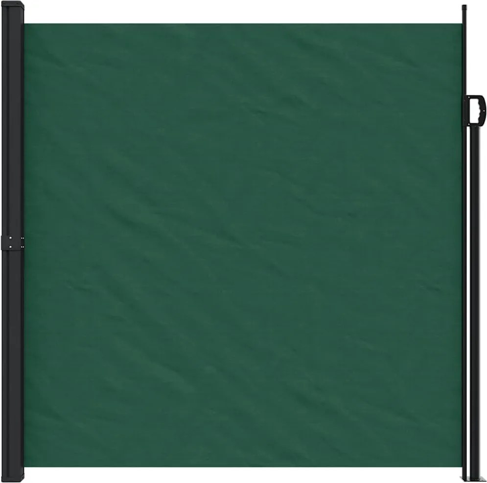 Sötétzöld behúzható oldalsó napellenző 200 x 500 cm