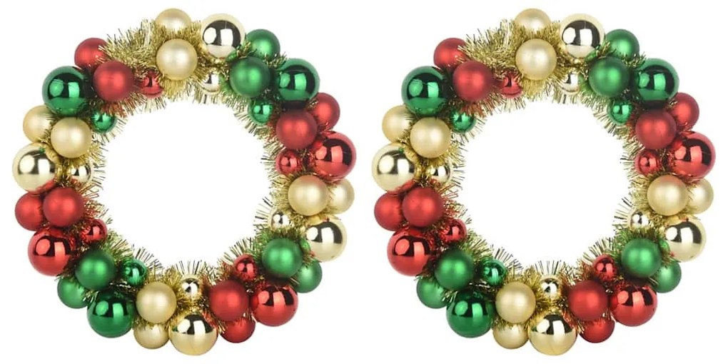 Karácsonyi labda koszorúk 2 pcs Sokszínű 33 x 33 x 7 cm