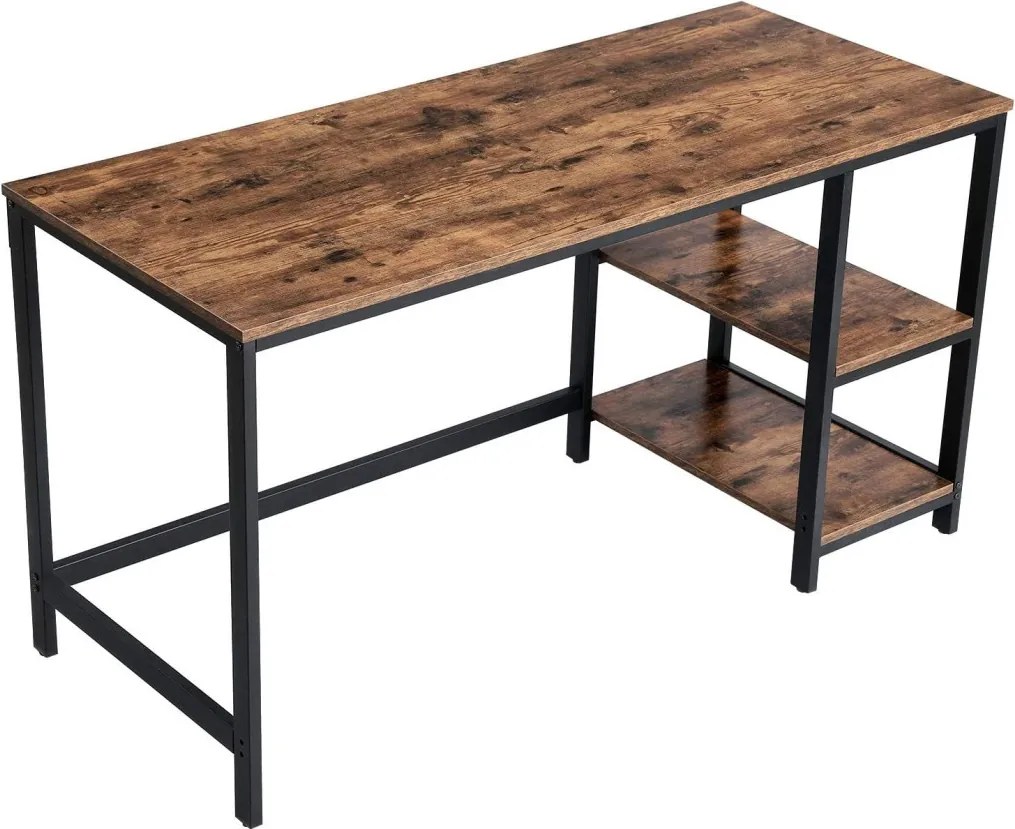 Íróasztal polcokkal, rusztikus barna 140x60x75cm
