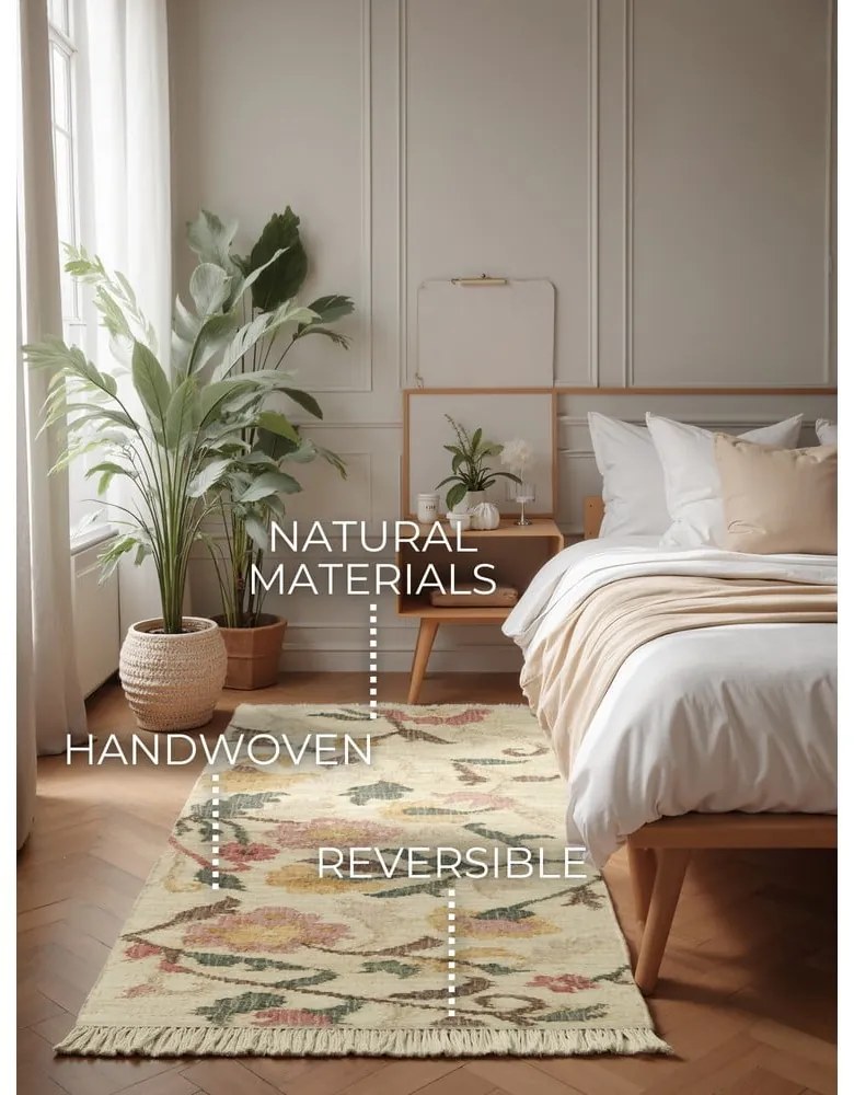 Krémszínű kézi szövésű juta futószőnyeg 80x200 cm Roya Violette – Elle Decoration