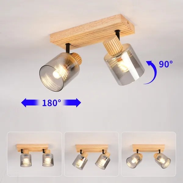 Brilagi - Spotlámpa HYGGE 2xE14/15W/230V fa/füstszínű