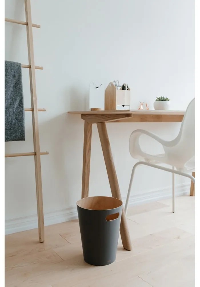 Sötétszürke fa szemetes 7,5 l Woodrow – Umbra