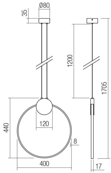 Redo 01-3106 - LED Csillár zsinóron ATOM LED/11W/230V átm. 40 cm