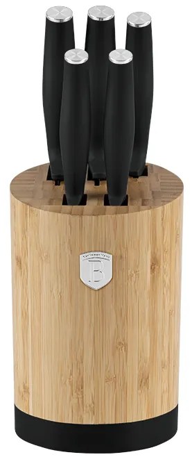 Matt fekete 6 részes késkészlet bambusz állvánnyal Berlinger Haus Matte Black