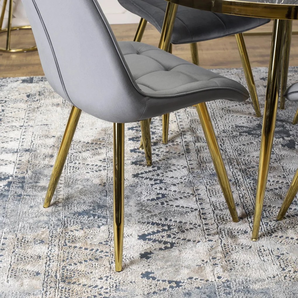 Szürke Bársony Étkezőszék Arany Lábbal. CARO