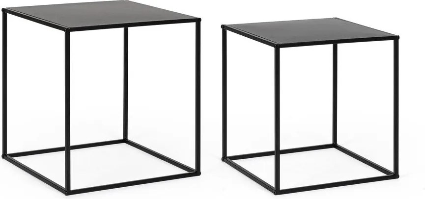 Fekete fém dohányzóasztal szett 2 db-os 38x38 cm Alrik – Yes Everyday