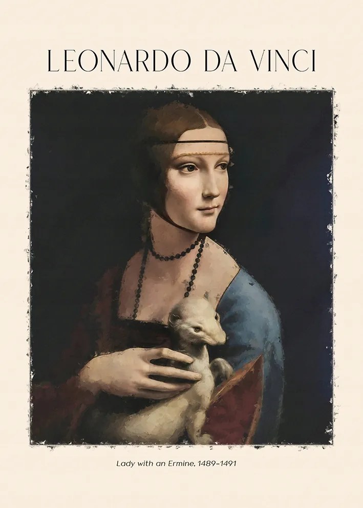 Leonardo Da Vinci Hölgy Menyéttel 21x30cm #402