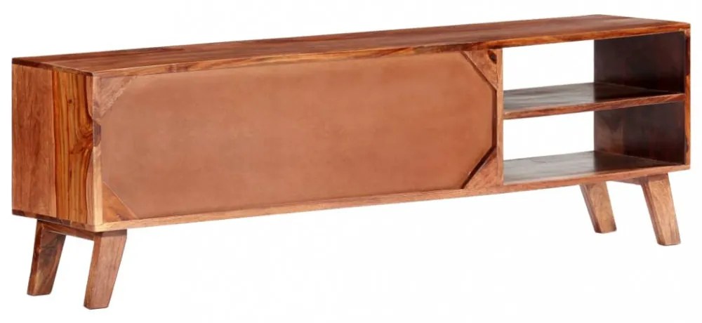 szürke tömör fa TV-szekrény 140 x 30 x 45 cm