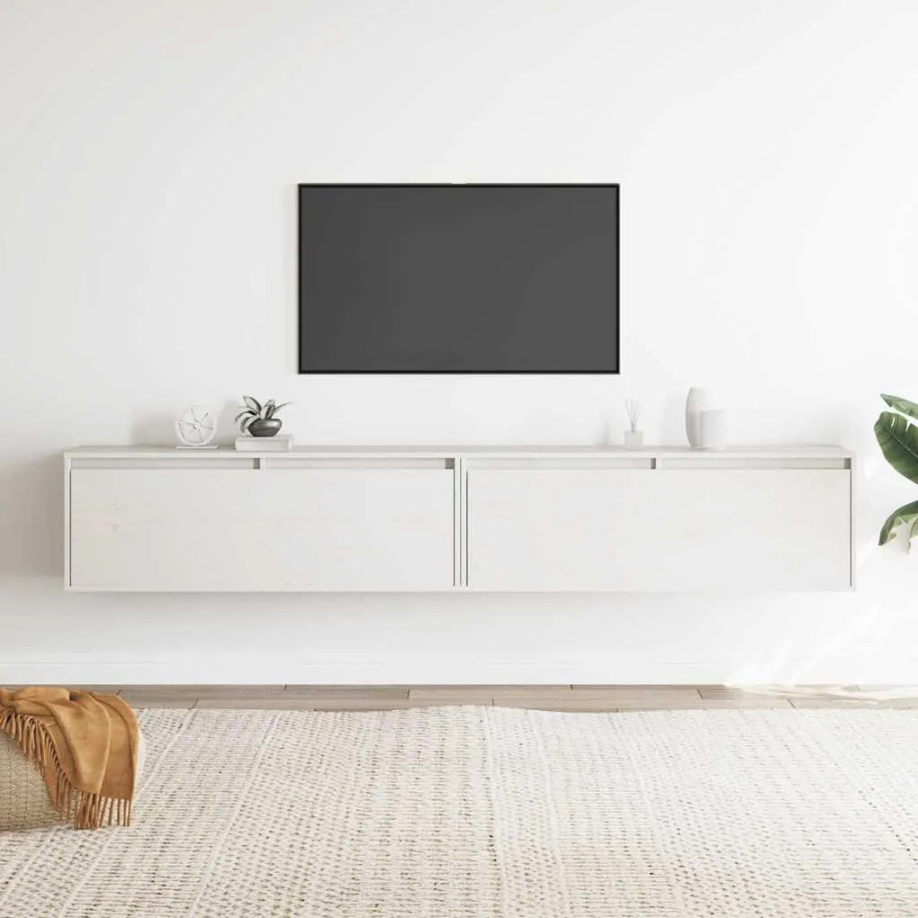 2 darab fehér tömör fenyőfa faliszekrény 100 x 30 x 35 cm