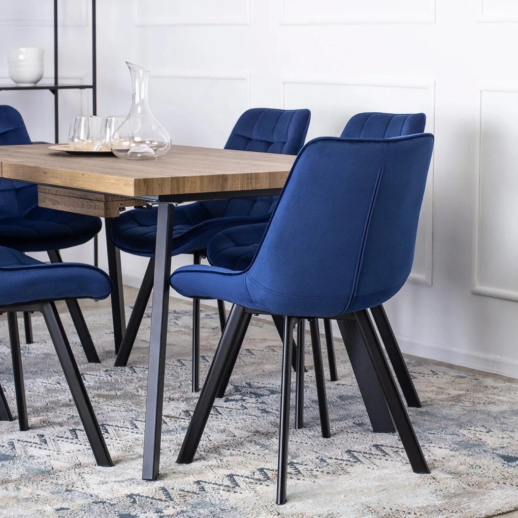 Szék sötétkék színben, bársony kárpittal. RICK