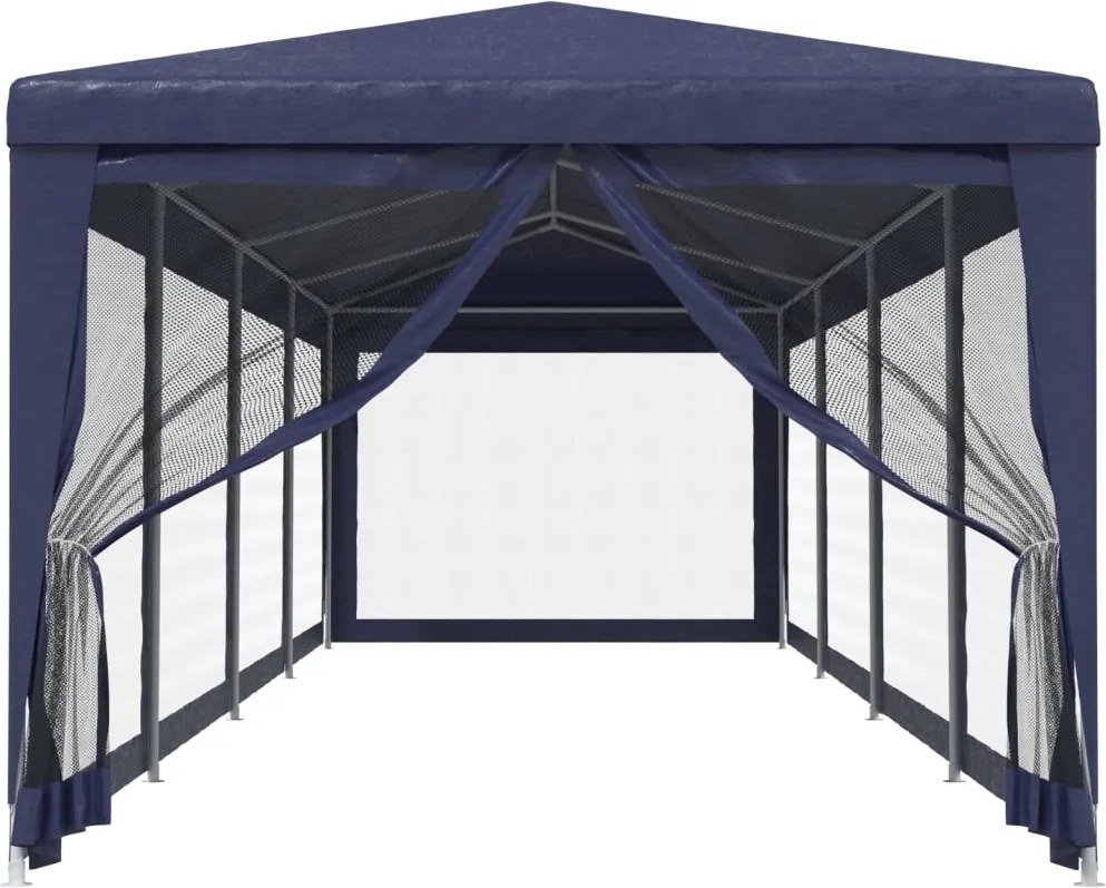 Kék HDPE rendezvénysátor 10 hálós oldalfallal 3 x 12 m
