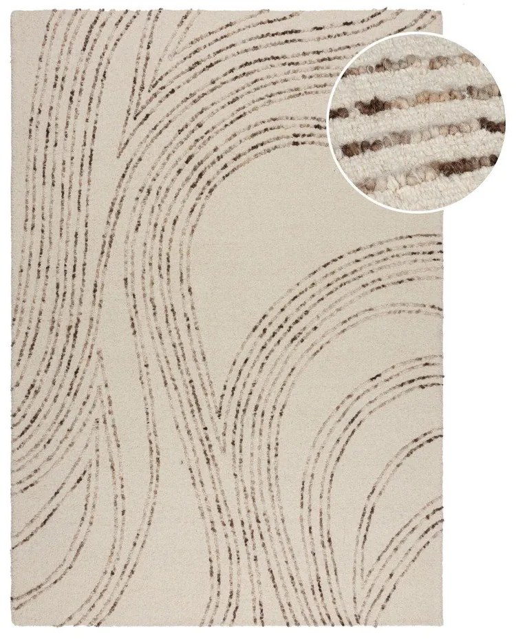 Barna-krémszínű gyapjú szőnyeg 160x230 cm Abstract Swirl – Flair Rugs