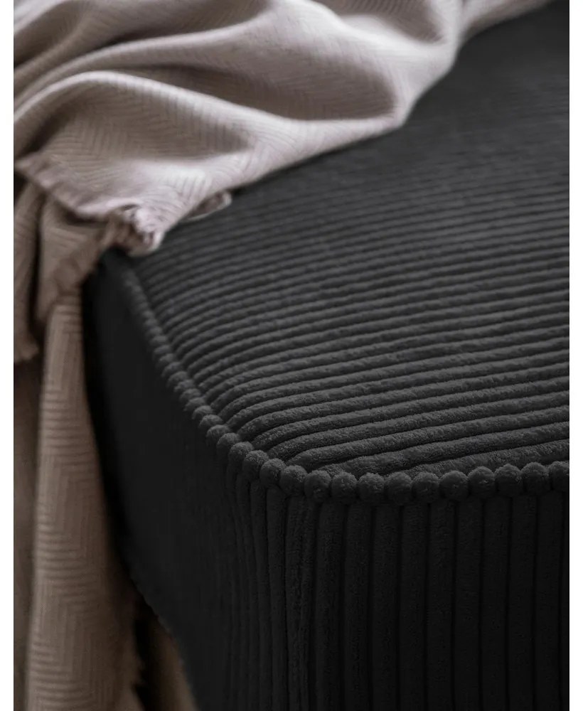 Antracitszürke kordbársony heverő (bal oldali) Chic Charlotte – Miuform