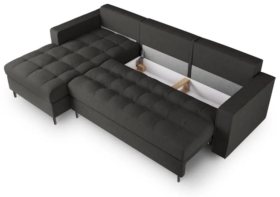 Santo sötétszürke kinyitható sarokkanapé, bal oldali - Milo Casa