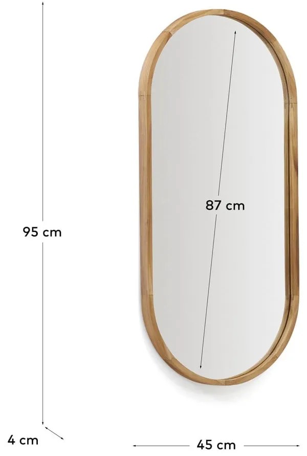 Fali tükör tömörfa kerettel 45x95 cm Magda – Kave Home