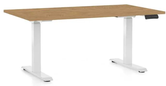 OfficeTech C állítható magasságú asztal, 120 x 80 cm, fehér alap, köves tölgy